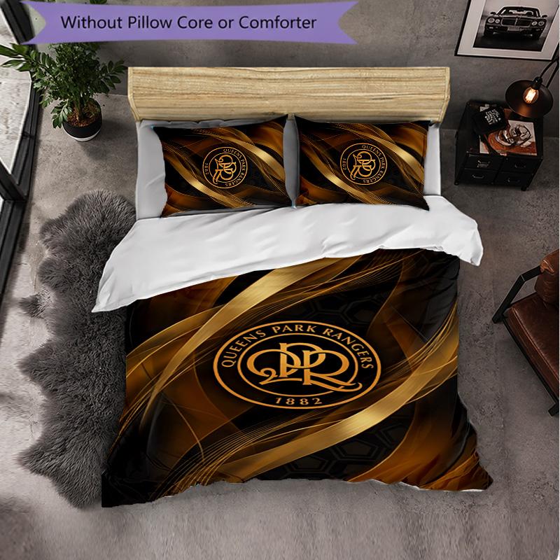 Queens Park Rangers Football 3 Piece Bedding Set Soft Duvet Cover Set with Pillowcases Printed Bedroom Decor Set for Home
