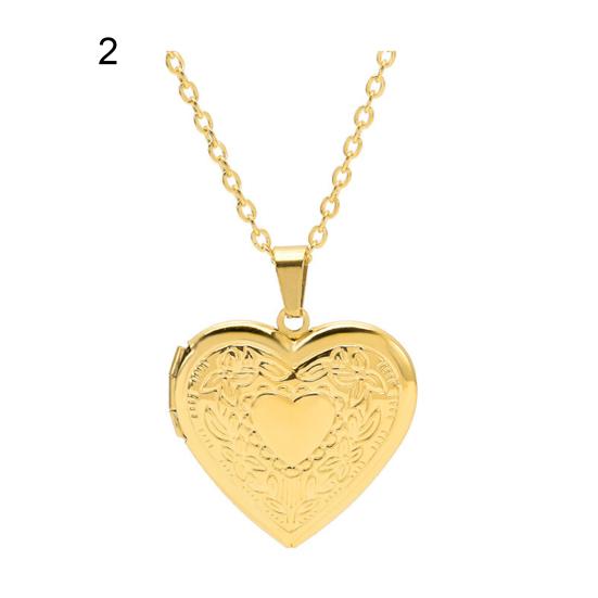 Heart Photo Locket Pendant Necklace Photo Frame Promise Love Keepsake Necklace Polished Alloy Adjustable Length Retro