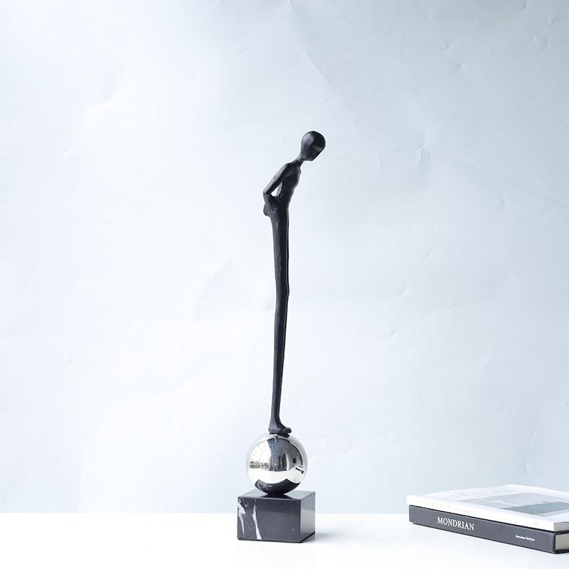 Металлические ornaments с персонажами Абстрактный Мыслитель Сидящий Человек-Шар Геометрический Портрет Скульптура Металлическая Фигурка Домашний Декор