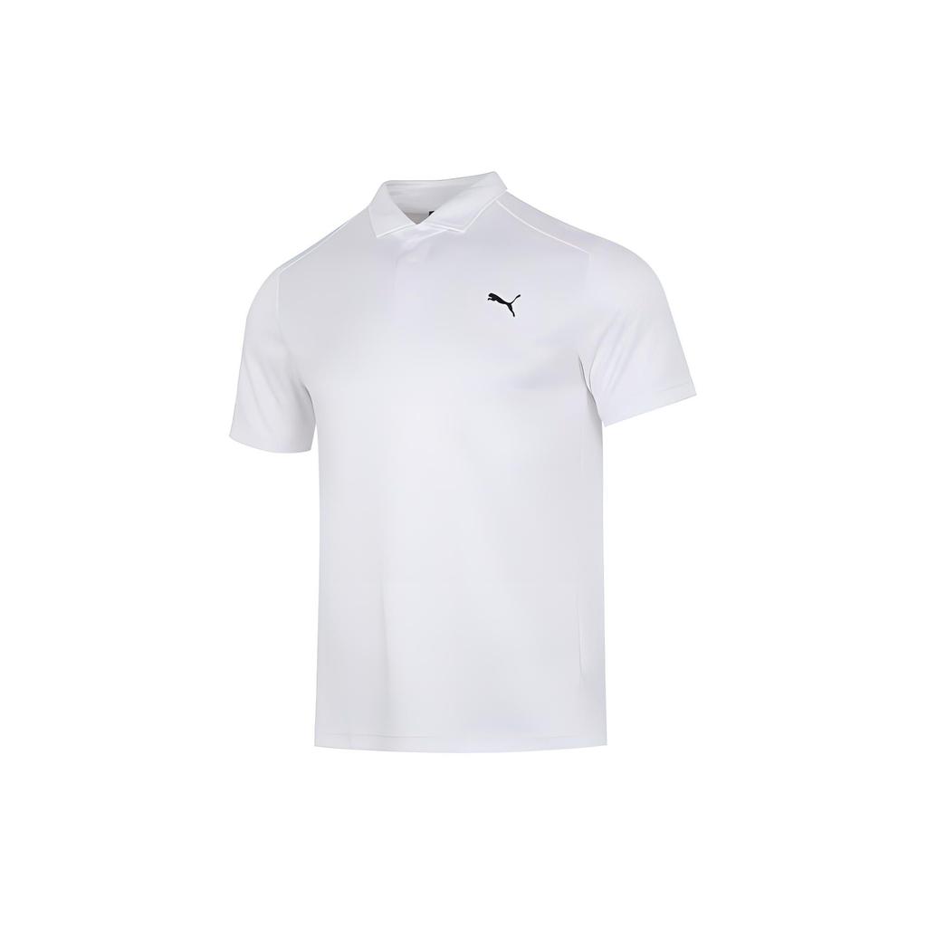 Puma Solid Color Breathable Short Sleeve Polo Shirt Men Tops White 682914-02