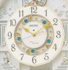 Seiko Clock Wall Clock Karakuri Clock Radio Clock Analog Karakuri Triple Selection Melody Rotating Decoration Ivory Marble Pattern RE576A