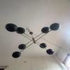 Mid Century Modern 8 Light Chandelier, Black Sputnik Ceiling Light for Living Room Bedroom Kitchen, E Base