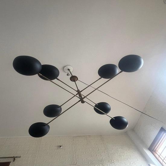 8-Light Mid Century Modern Chandelier Black Sputnik Ceiling Light Fixture for Living Room, Bedroom, Kitchen E12/E14 Socket