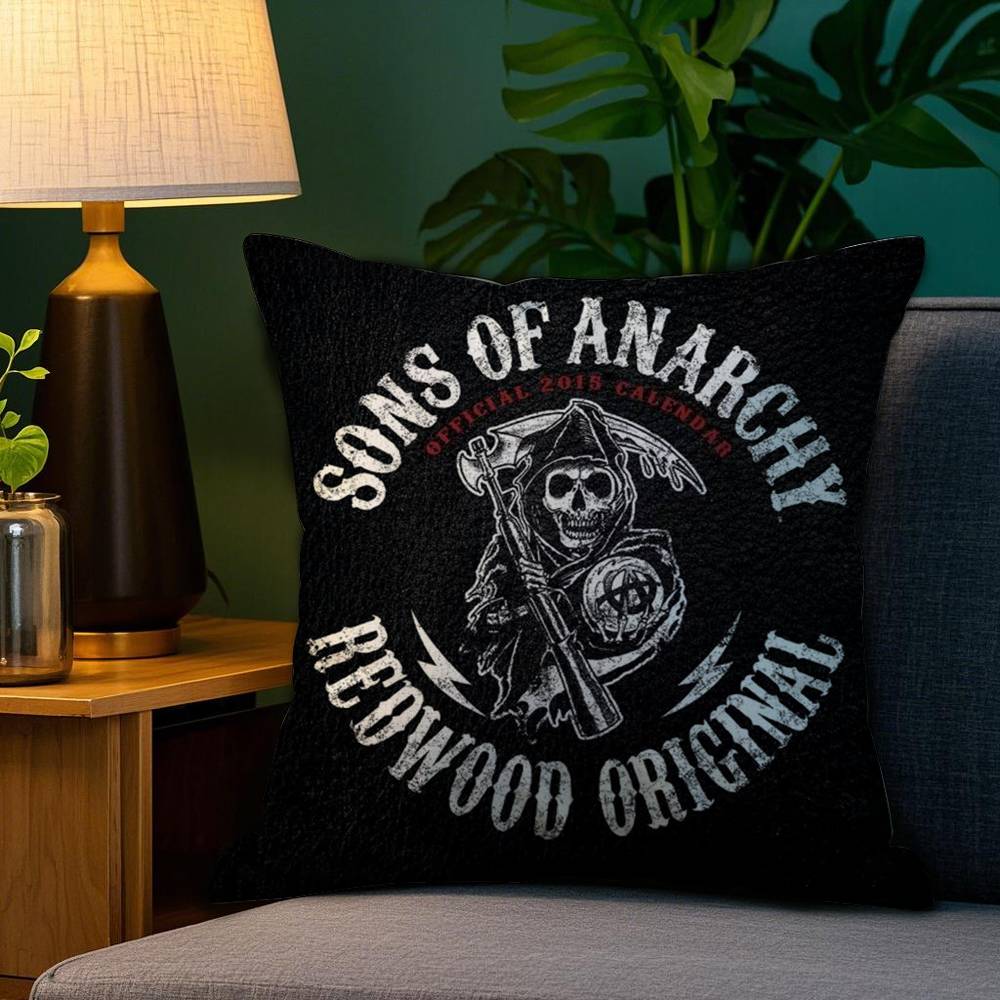 Крутая Наволочка S-Sons Of A-Anarchy для Дивана, Гостиной, Спальни, Квадратной Подушки, Подушки для Сна, Двусторонней Печатью