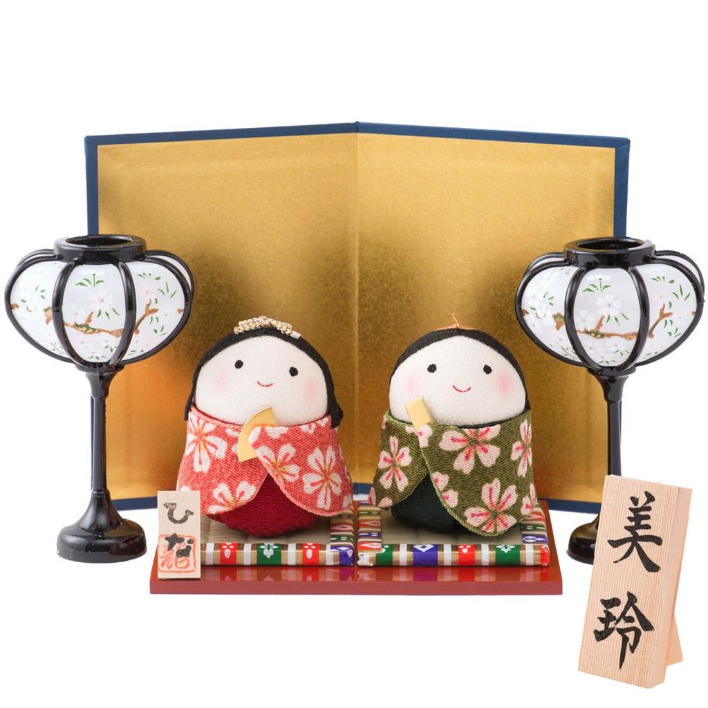Ryukodo Oboko Hina Miniature Doll Display, Size S, with Wooden Name Tag