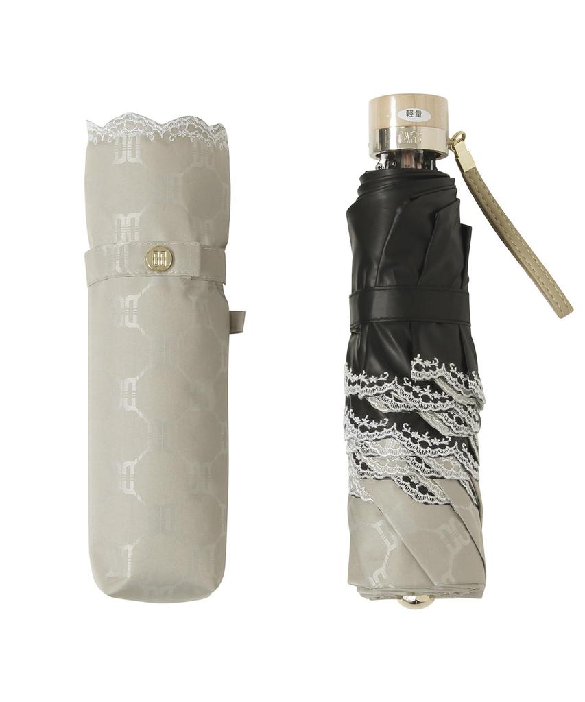 DAKS Folding Sun Rain and Heat Light Made in Suitable for Rainy Jacquard Beige [Moonbat] Umbrella, Parasol, Umbrella, Shine, Shielding, 100% Blocking,