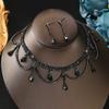 Fashion Claw Chain Black Chain Necklace Earrings Set Premium Feeling Necklace Earrings Two Piece Bridal Jewellery Set