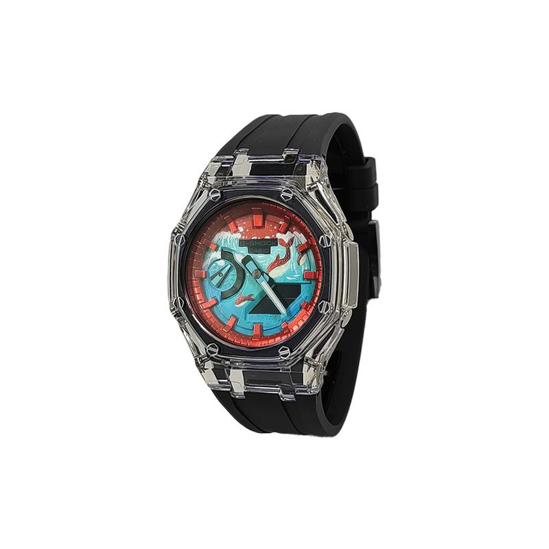 Casio Индивидуальные часы модифицированная серия корпус из дуба в деревенском стиле водонепроницаемые 200 метров GA-2100SKE-7A модифицированные-Закат Цветок GA-2100SKE-7A
