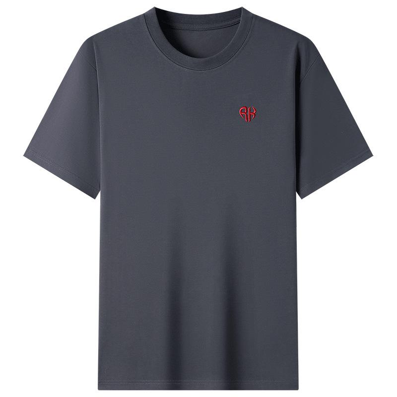 Summer New Men's Mulberry Silk Round Neck Casual Short-sleeved Loose T-shirt Men's Breathable Large Size Half-sleeved Men's Simple