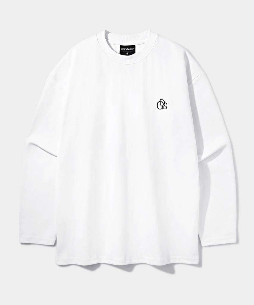 GRANDIOSITY High-Density Double-Sided Oversized Long-Sleeve T-Shirt (White)