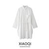 Fashion Style 2024 Autumn New Women's Clothing Texture Oversized Shirt White Dress 8177323