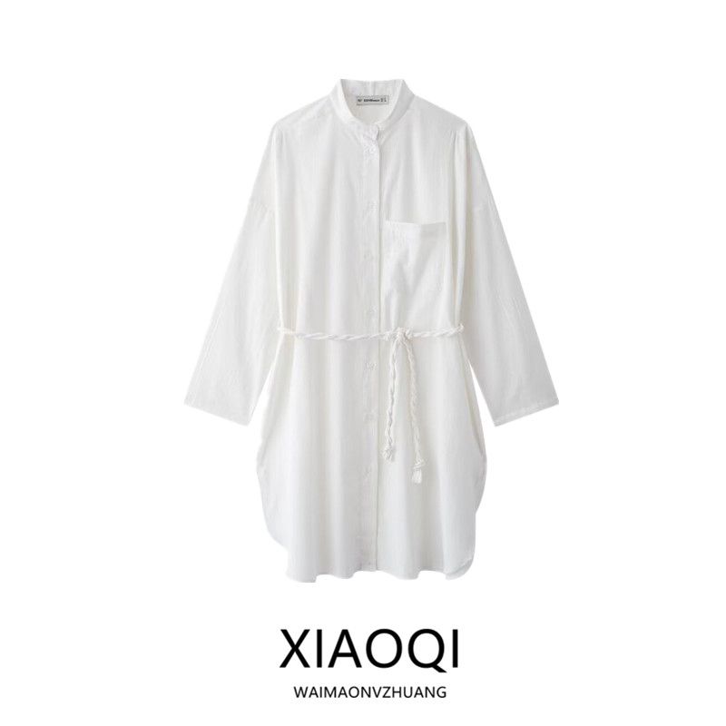 Fashion Style 2024 Autumn New Women's Clothing Texture Oversized Shirt White Dress 8177323