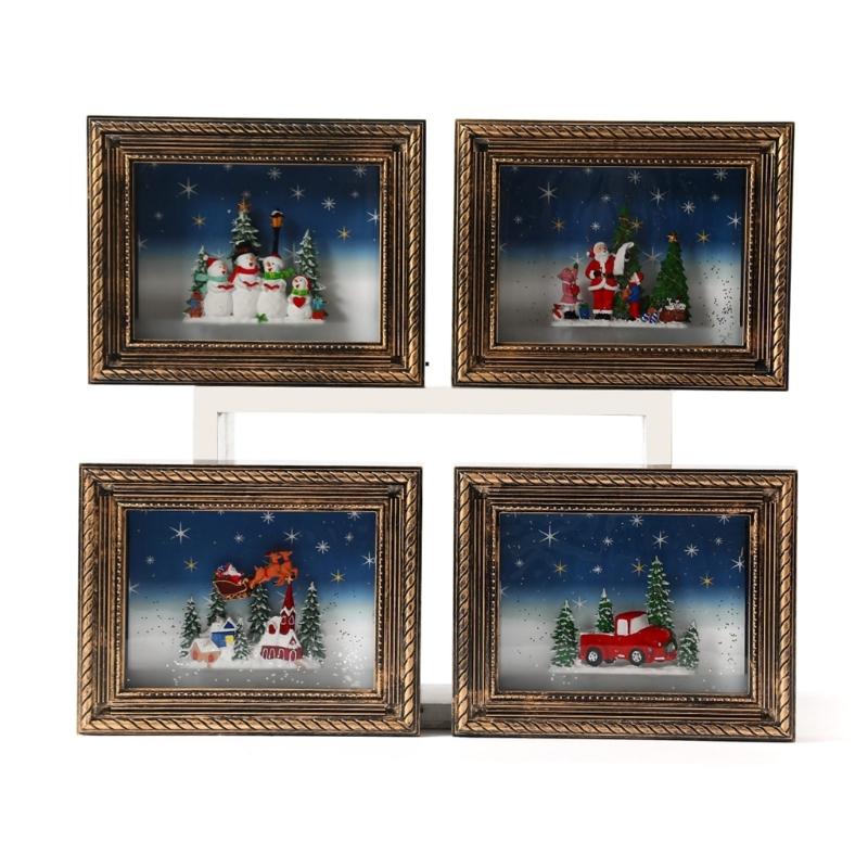 Festival Memory Showcases Combining Rotating Snow Effect Battery Power Melodies Player And Shatterproof Frame Structure