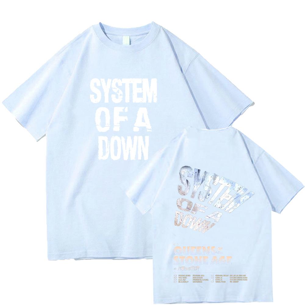 Футболки System of A Down Tour 2026 Винтажные Мужские Женские Хлопковые Качественные Футболки с Коротким Рукавом Одежда Рок-Музыкальной Группы Хай-Стрит