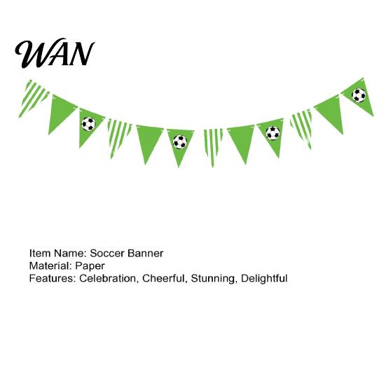 Durable Cardboard Banner Soccer Party Pennant Triangle Flags Balls Garland Sports Theme Reusable Football Hanging Paper Bunting for Fans Home Supplies