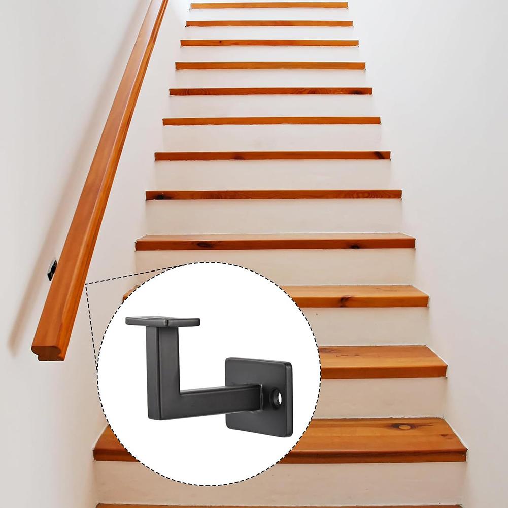 4 Piece Carbon Steel Stair Handrail Bracket Set Providing Secure Wall Support and Stability for Bannisters in Different Settings