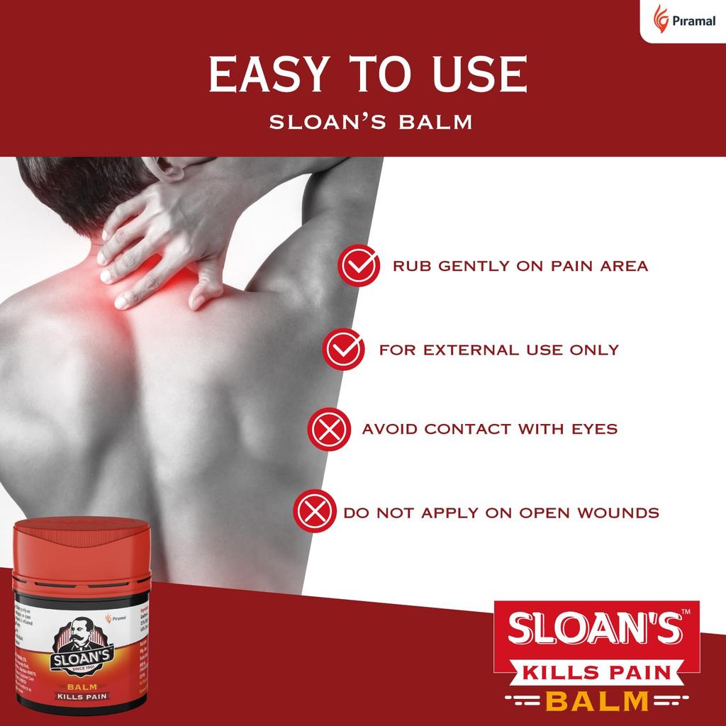 Sloan's Balm 20gm X 3 Pack | Herbal Pain Relief for Joint Neck Back Muscle Ache | Fast Absorbing Heat Action