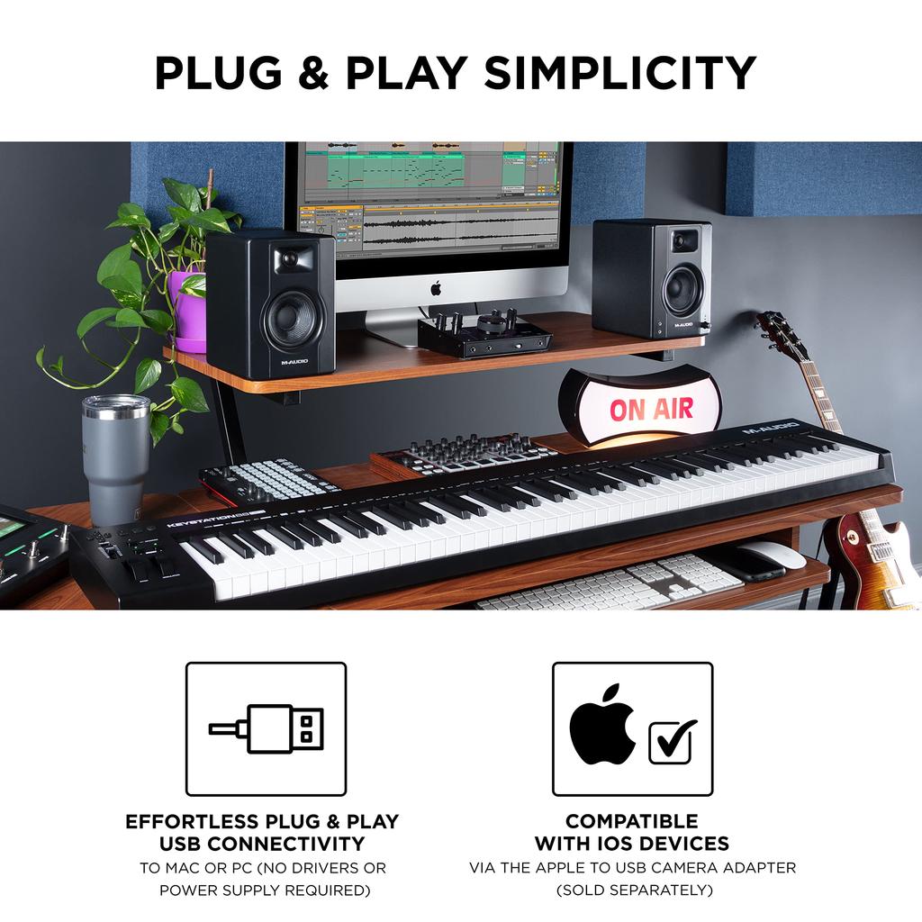 USB MIDI Keyboard with Virtual Synth and DAW Parameter Control Keystation 88MK3 M-Audio 88-key Semi-weight