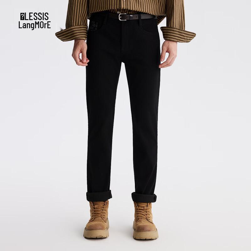 Lilang Men's Tech Black Thermal Slim-Fit Jeans