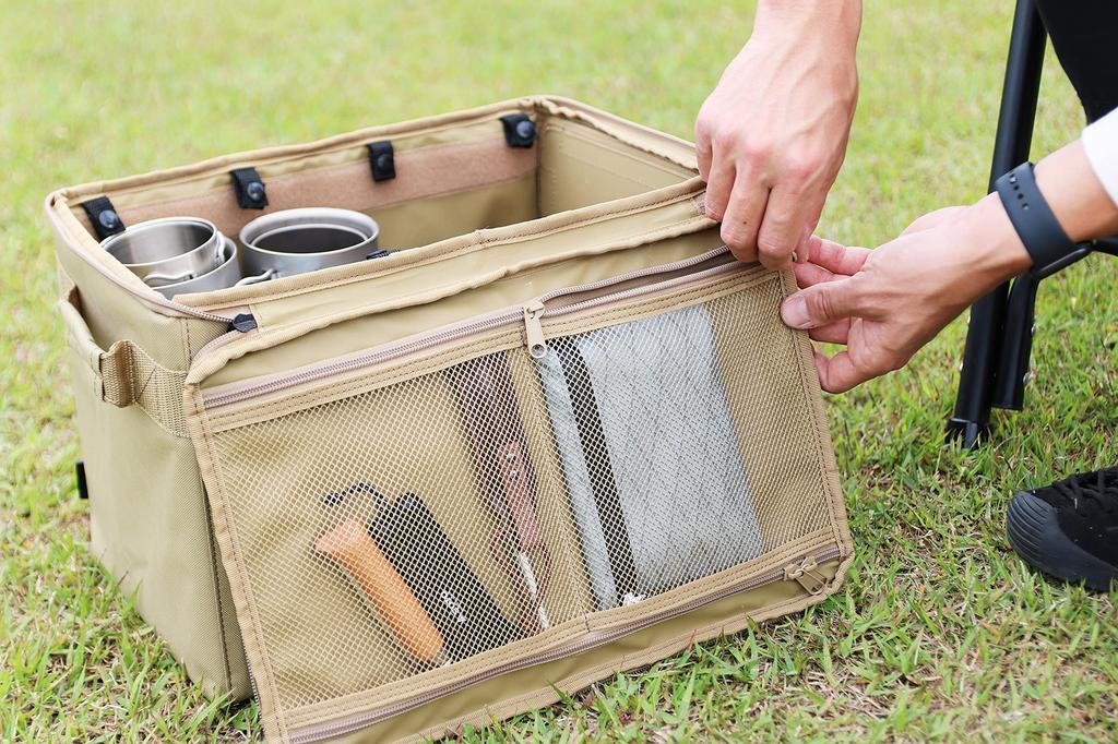 Kakuri Sangyo Ящик для хранения для кемпинга на открытом воздухе, 240 x 380 x 260 мм, контейнер для различных вещей, черный, с перегородками, прибл.