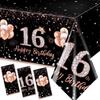 GREHUMOR 3Pcs 13th Birthday Tablecloth Party Decorations for Girls Rose Gold 13 Year Old Birthday Party Supplies Table Cover Thirteen Birthday