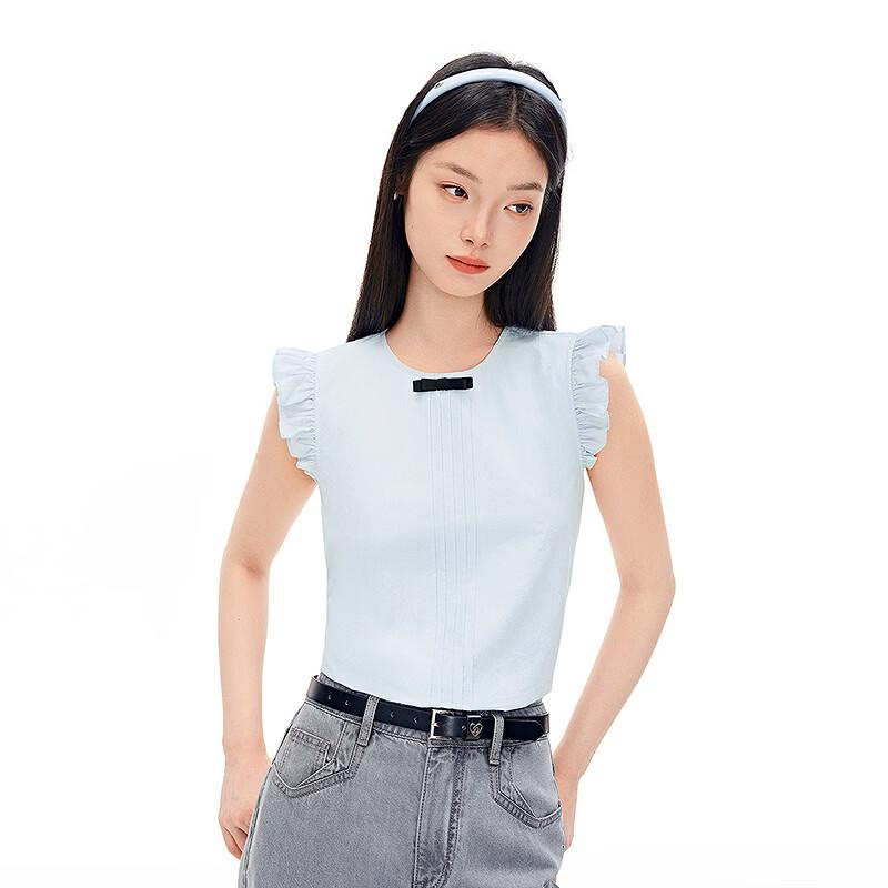 Sweet Flutter Sleeve Bow Short Top