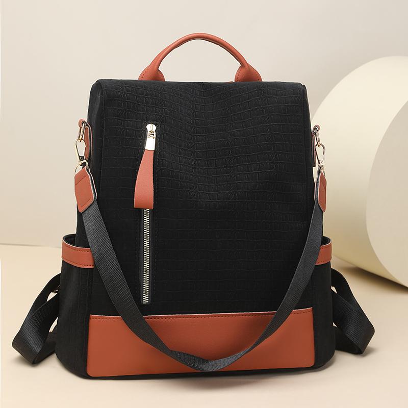 Женский рюкзак большой вместимости, цветной блок, для поездок на работу, путешествий, противокражный, многофункциональная сумка через плечо