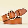 Belt Women'S Leather Belt, Women'S Round Buckle Cowhide Belt, Belt Women'S