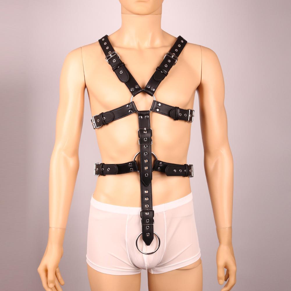 Men'S Leather Shoulder Straps Bundled Chest Straps Nightclub Props Alternative Sex Straps Straps