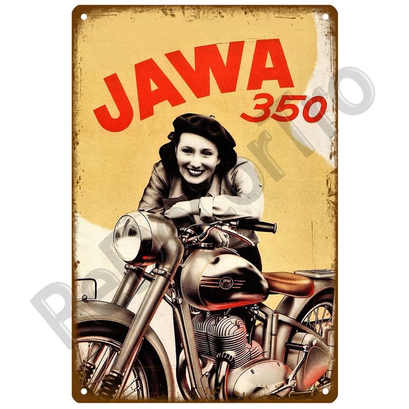 JAWA Vintage Wall Poster Vintage Retro Wall House Restaurant Decoration Plaque Metal Wall Decor Art Metal Sign Tin Sign Plate