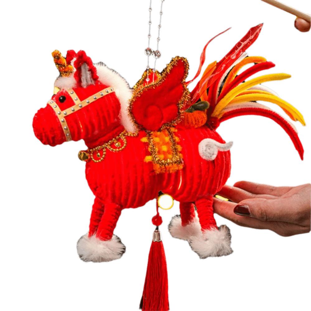 Handmade Luminous Horse Lantern DIY Material Kit Spring Festival Lantern  Living Room Decor
