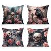 Домашний декор Черепа, Розы и Ворон Темное фэнтези Шаблон для подушки Наволочка Подходит для дивана Спальни Автомобиля Наволочка