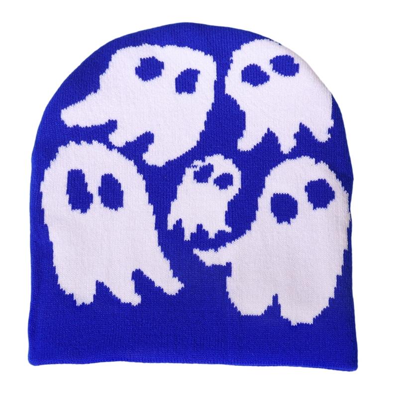 Halloween Skull Hat Unisex Knit Versatile Hat Knit Party Holiday Winter Warm Hat Fun Print Theme