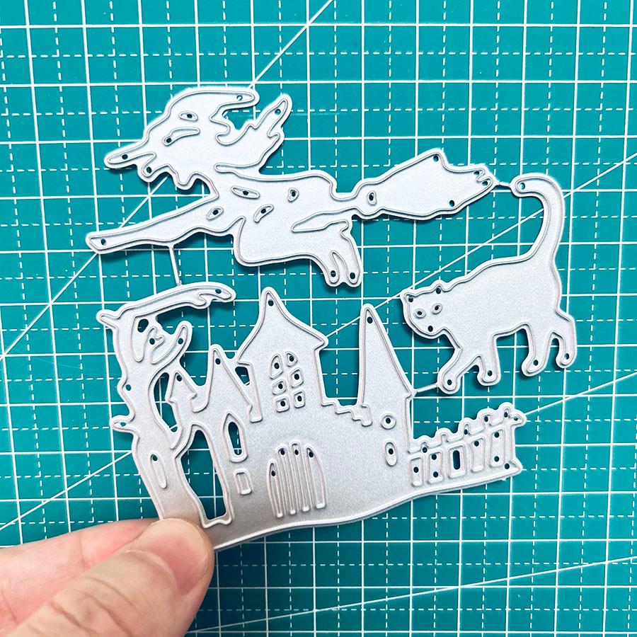 Хэллоуин Ведьминский замок Металлический режущий штамп Шаблон для тиснения бумаги DIY Альбом для фотографий Открытки Изготовление Скрапбукинг Вырубка