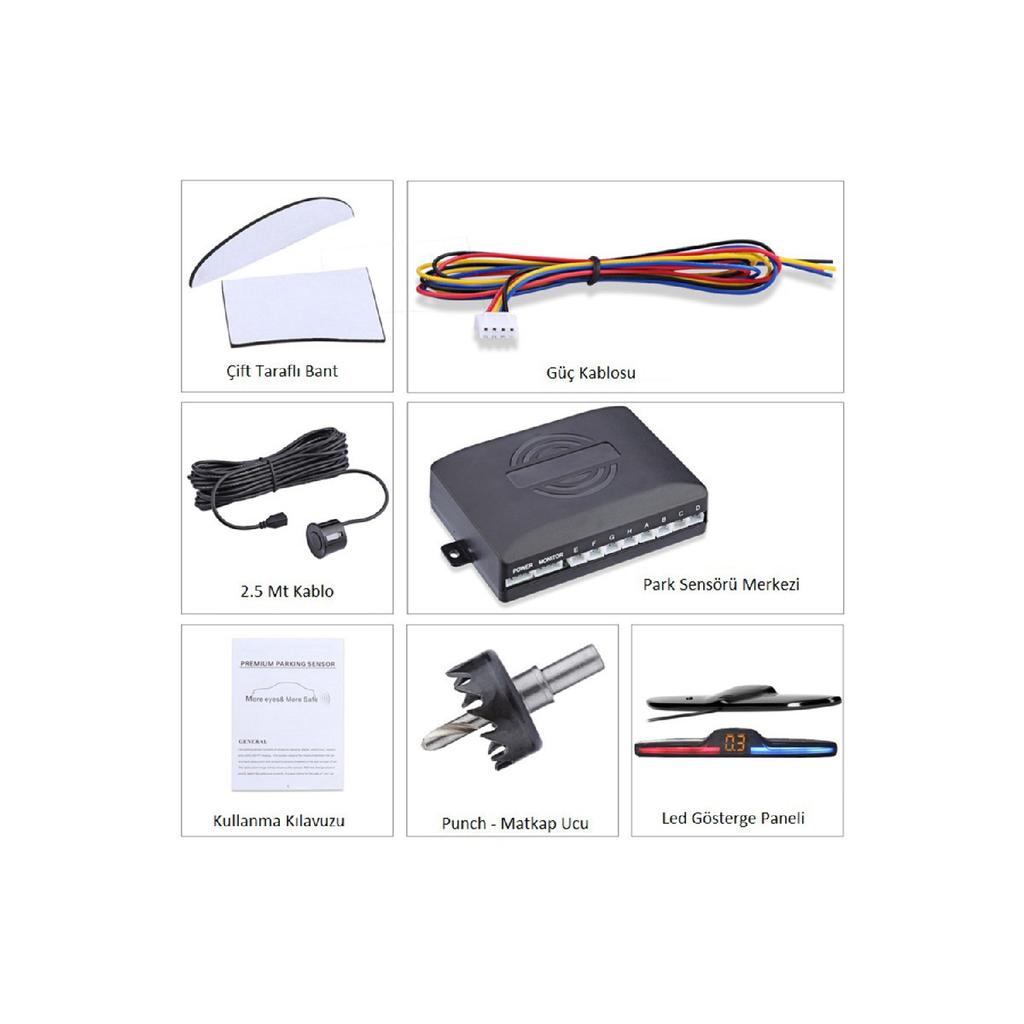 Car Parking Sensor With Color Changing Screen And Sound 22mm Black Ps01