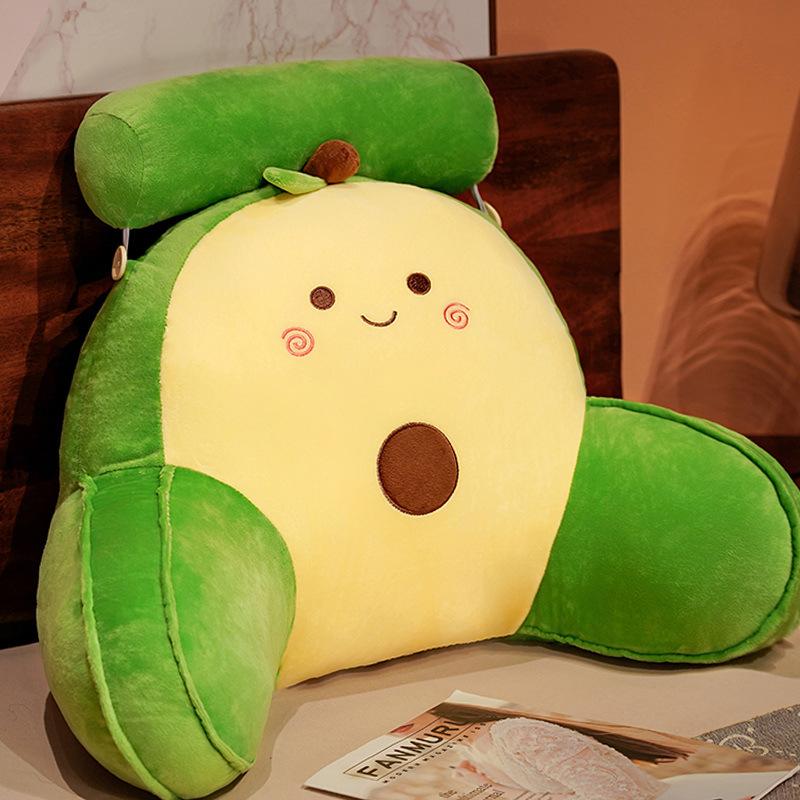 Cute Cartoon Car Headrest Back Cushion Soft Embroidered Plush Lumbar Support Back Pillow Car Seat Waist Protection Accessory Pad