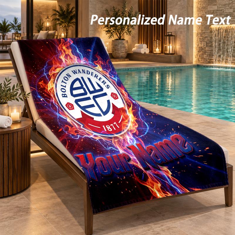 Custom Text Bolton Wanderers FC Print Beach Towel Large Towel For Home Bathroom Beach