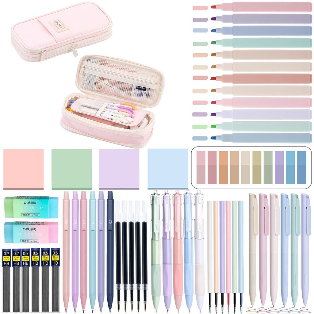 Back to School Stationery Set with High Appearance Pencil Pouch, Elementary Student Reward Gift, Multifunctional Pencil Case Learning Supplies