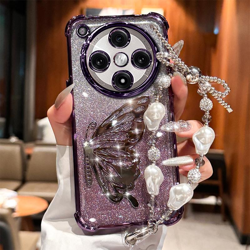 Лазерный ударопрочный чехол-браслет с гальваническим покрытием и блестками для OPPO Find X8 Pro X8S Plus X7 Ultra силиконовый чехол