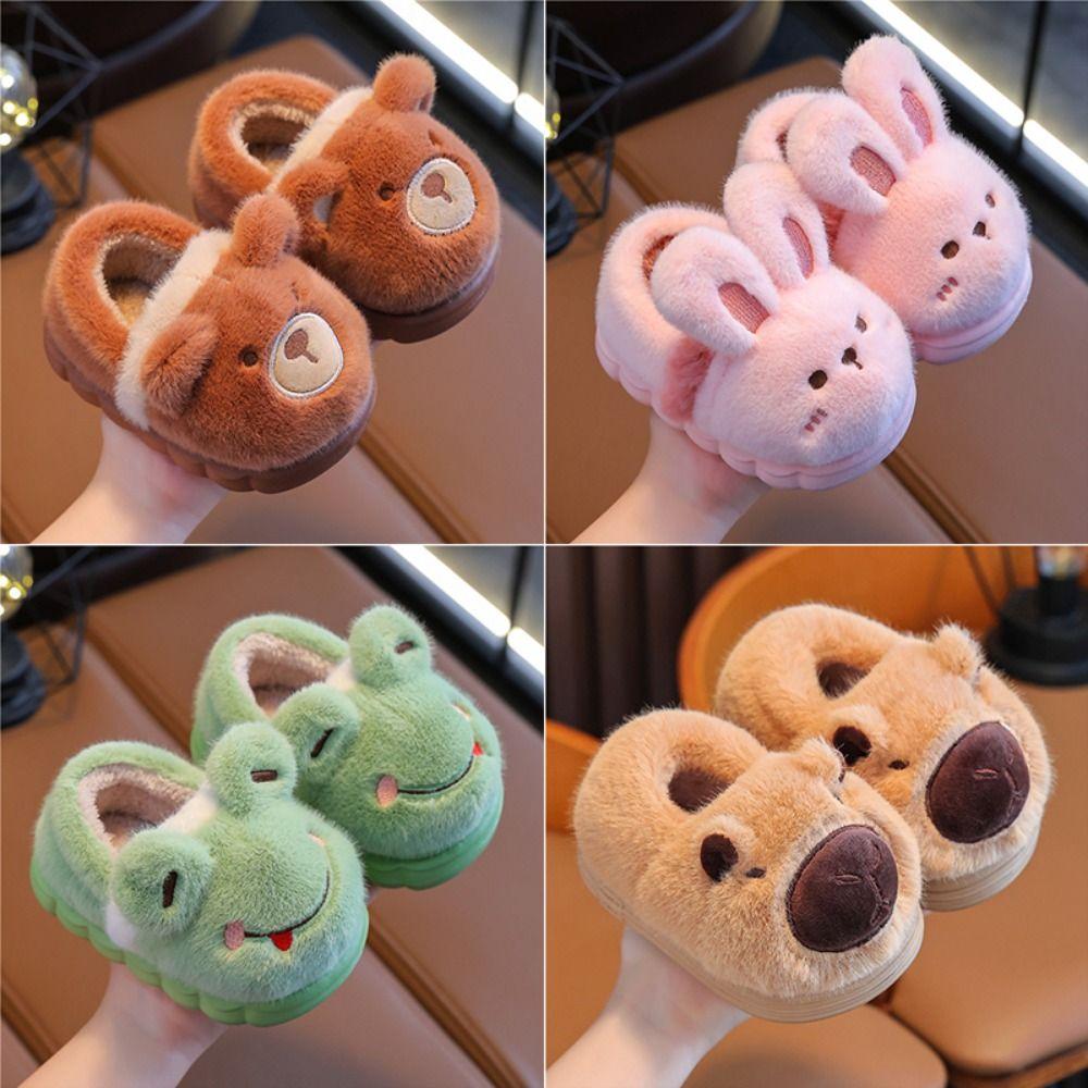 Non Slip Children's Cotton Slippers Thickened Kids Winter Warm Booties Kids Plush Shoes  Girls Boys