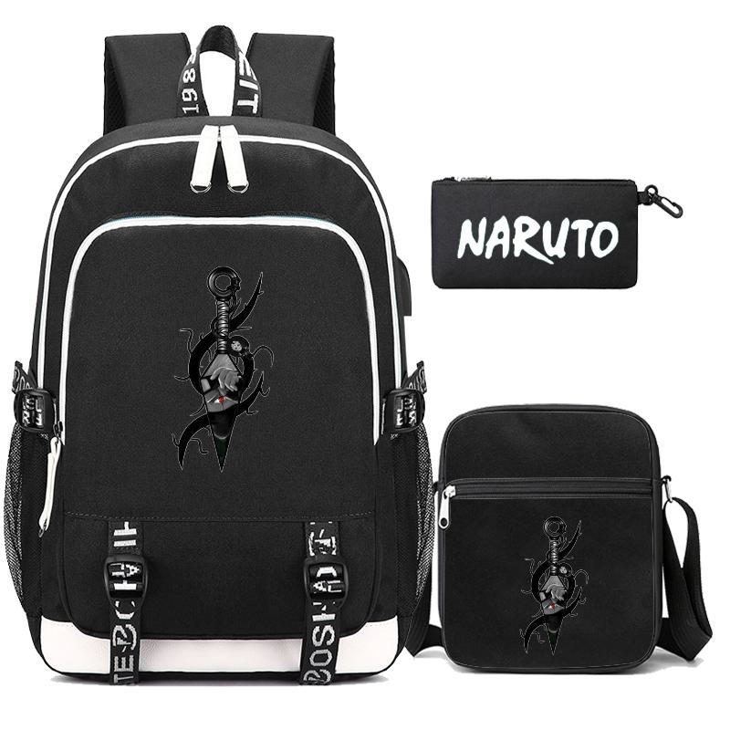 3 шт./компл. рюкзак аниме «Наруто» для мальчиков и девочек-подростков, школьный рюкзак с сумкой на плечо, чехол Pencli, дорожная сумка, рюкзак
