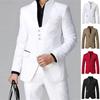 Men's Spring Casual Stand Collar Long Sleeve Single Breasted Suit