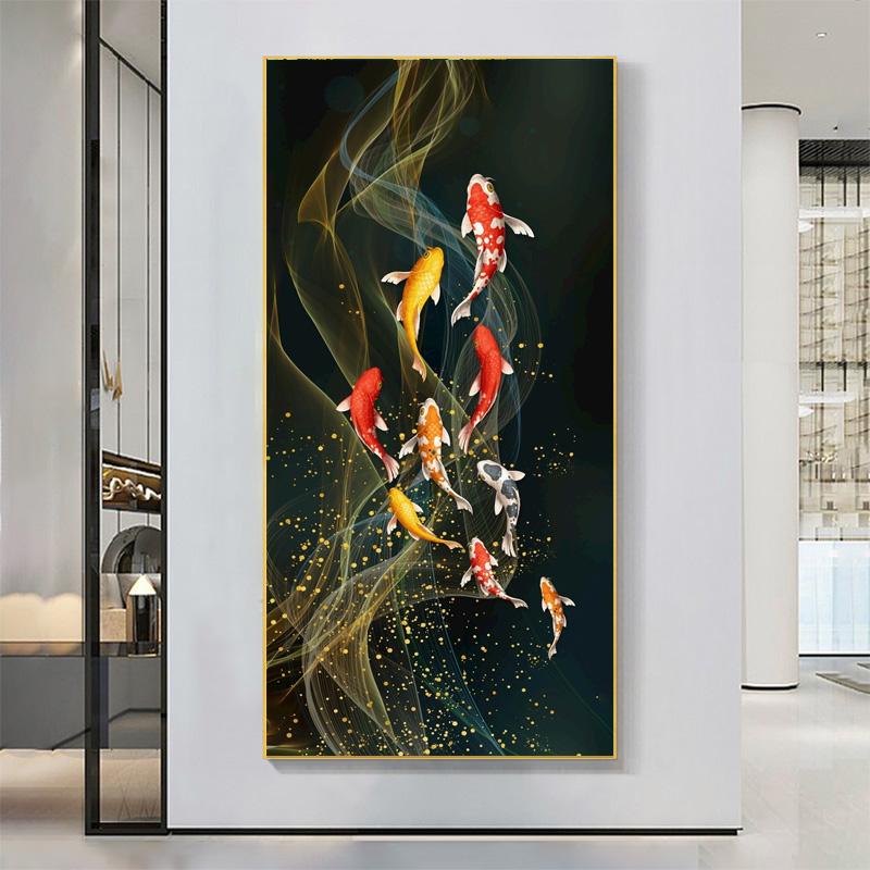 Картины с рыбками кои, современные постеры с животными, печать на холсте, абстрактные настенные художественные картины Куадрос для гостиной, домашний декор, БЕЗ РАМКИ