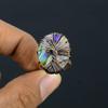 Tree Of Life Abalone Shell Gemstone Copper Wire Wrapped Handmade Jewelry Ring For Wedding Gift