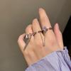 New Fashion Geometric Zircon Chain Rings Set Trendy Rhinestone Sparkling Charm Open Rings For Women Party Jewelry Accessories