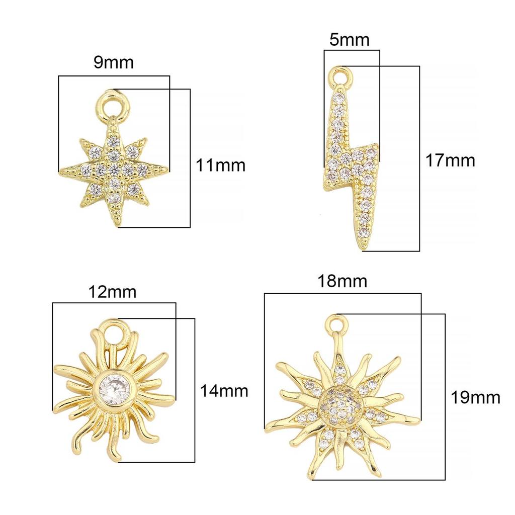 Медные циркониевые подвески с солнечной молнией для изготовления ожерелья, серег, браслетов