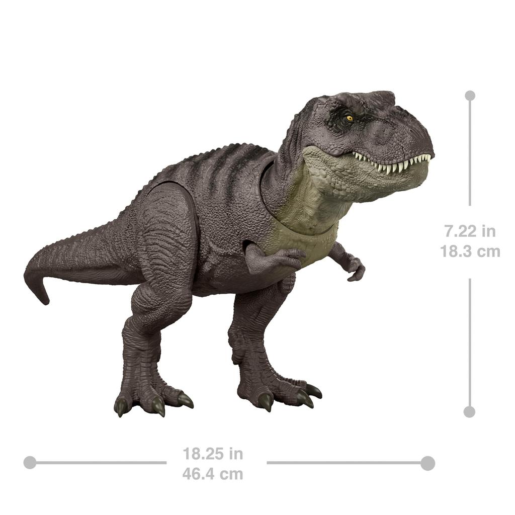 Mattel Jurassic World Lab Raid! T-Rex Kids Figure, Large, Moving Dinosaur Toy, Approx. 46.4cm Tall, Ages 4+, Green, JGM16