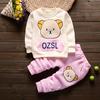 Children's Clothing Boys Girls Baby Winter Plus Velvet Thick Cartoon Bear 3pcs Sports Suit Sets