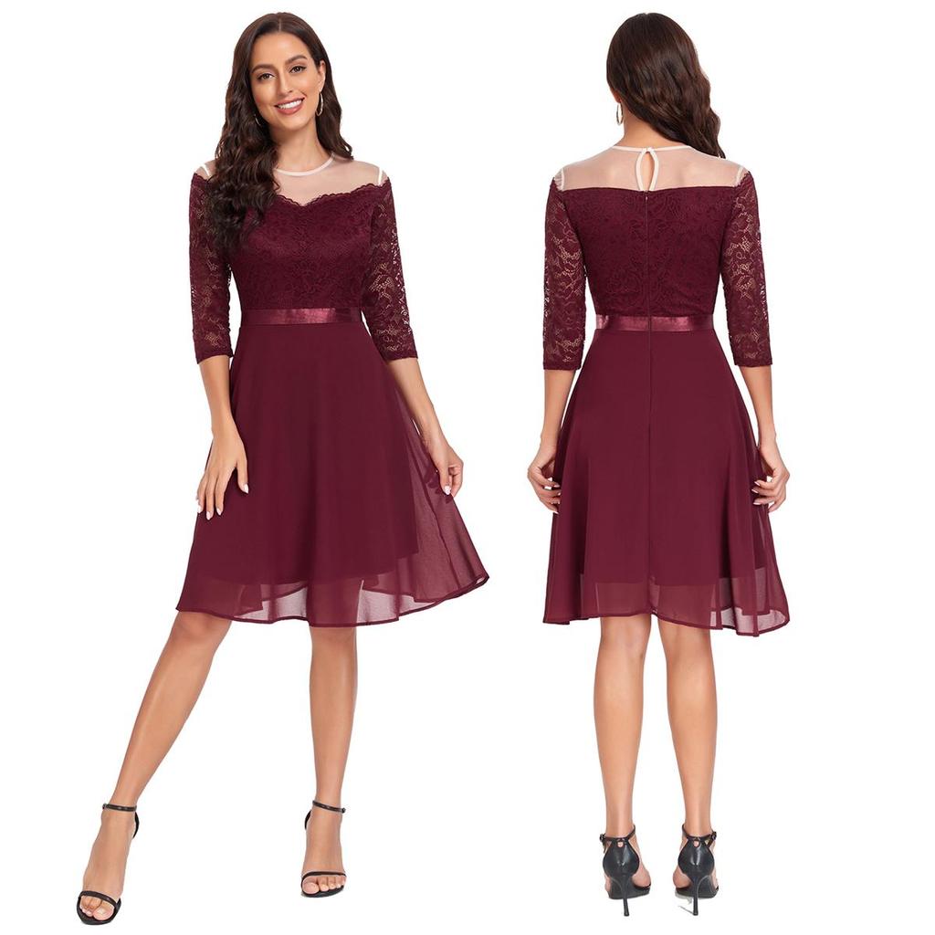 Женские платья с открытыми плечами, миди-трапеция, качели, коктейльное вечернее кружевное платье с поясом, шифоновые юбки, подружка невесты, свадебный гость, одежда для выпускного вечера