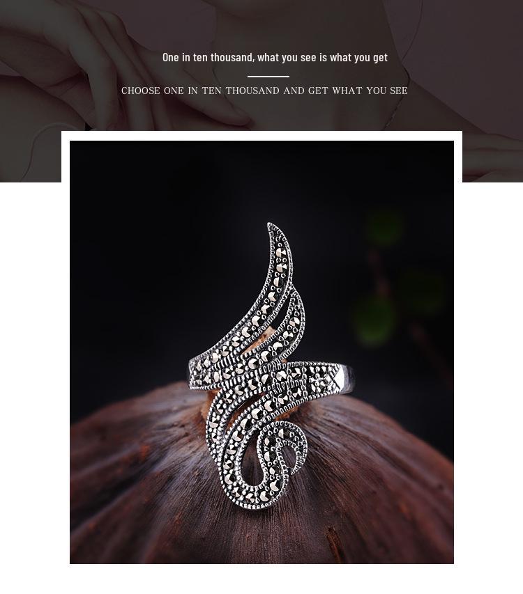 Женские украшения ручной работы из тайского серебра S925: Кольцо с марказитом